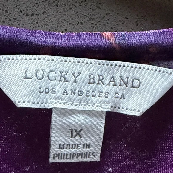 Lucky Brand Purple Floral Velvet Top - Picture 2 of 7